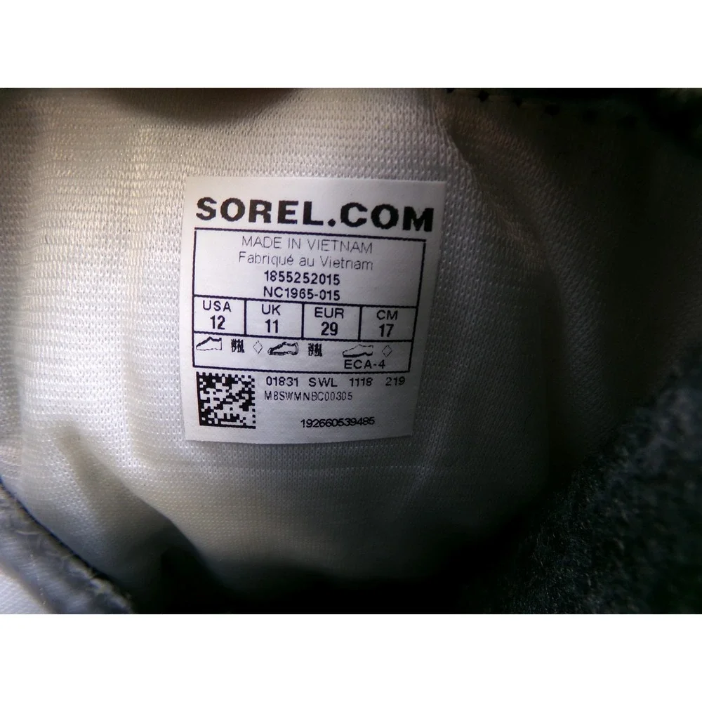Sorel Flurry Snow Boots Youth Kids Black Red Size 12 Mid Calf Nylon Adustable